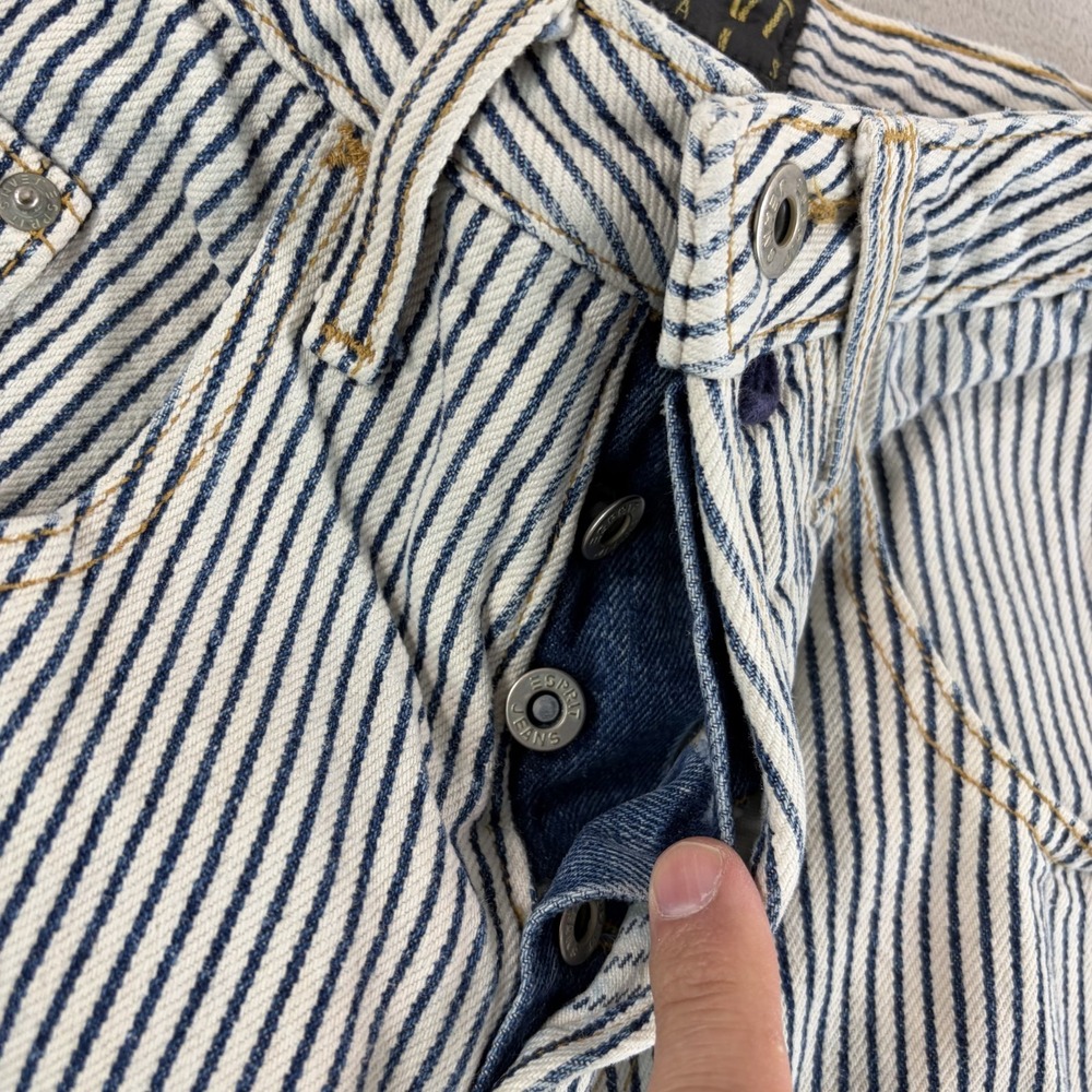 Vintage Esprit Mom Jeans Women 3/4 (24x29) Blue Railroad Striped Made in USA 80s - Picture 4 of 13